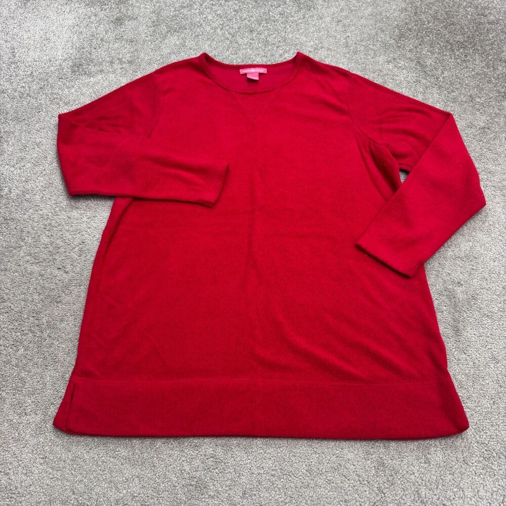 Woman Within Pullover Sweatshirt Womens Medium Red Crew Neck Fleece Casual